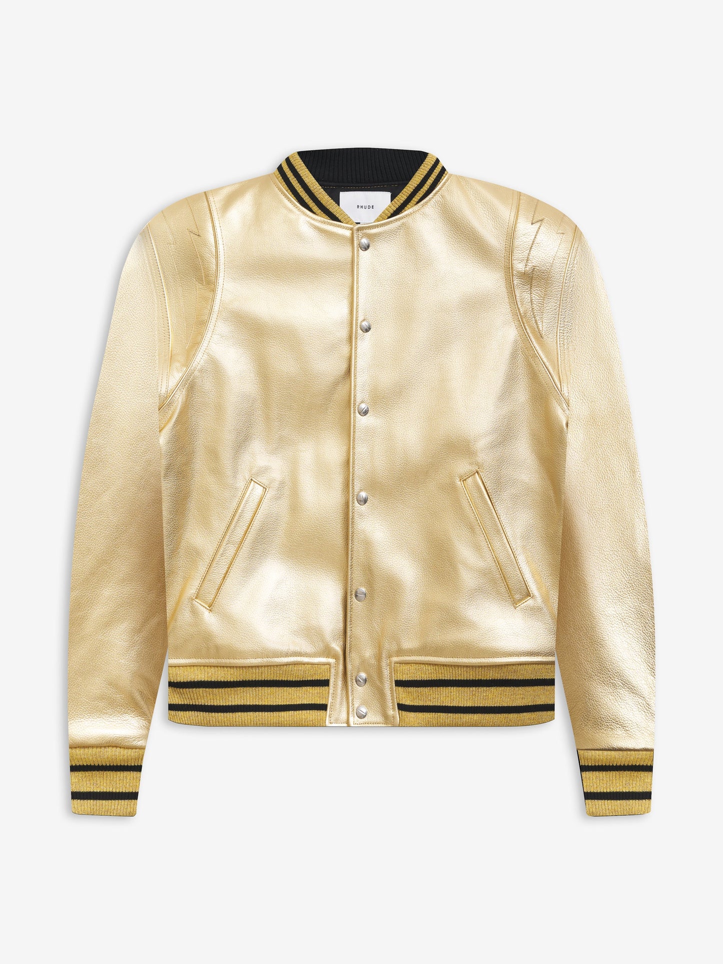 METALLIC LEATHER BOMBER