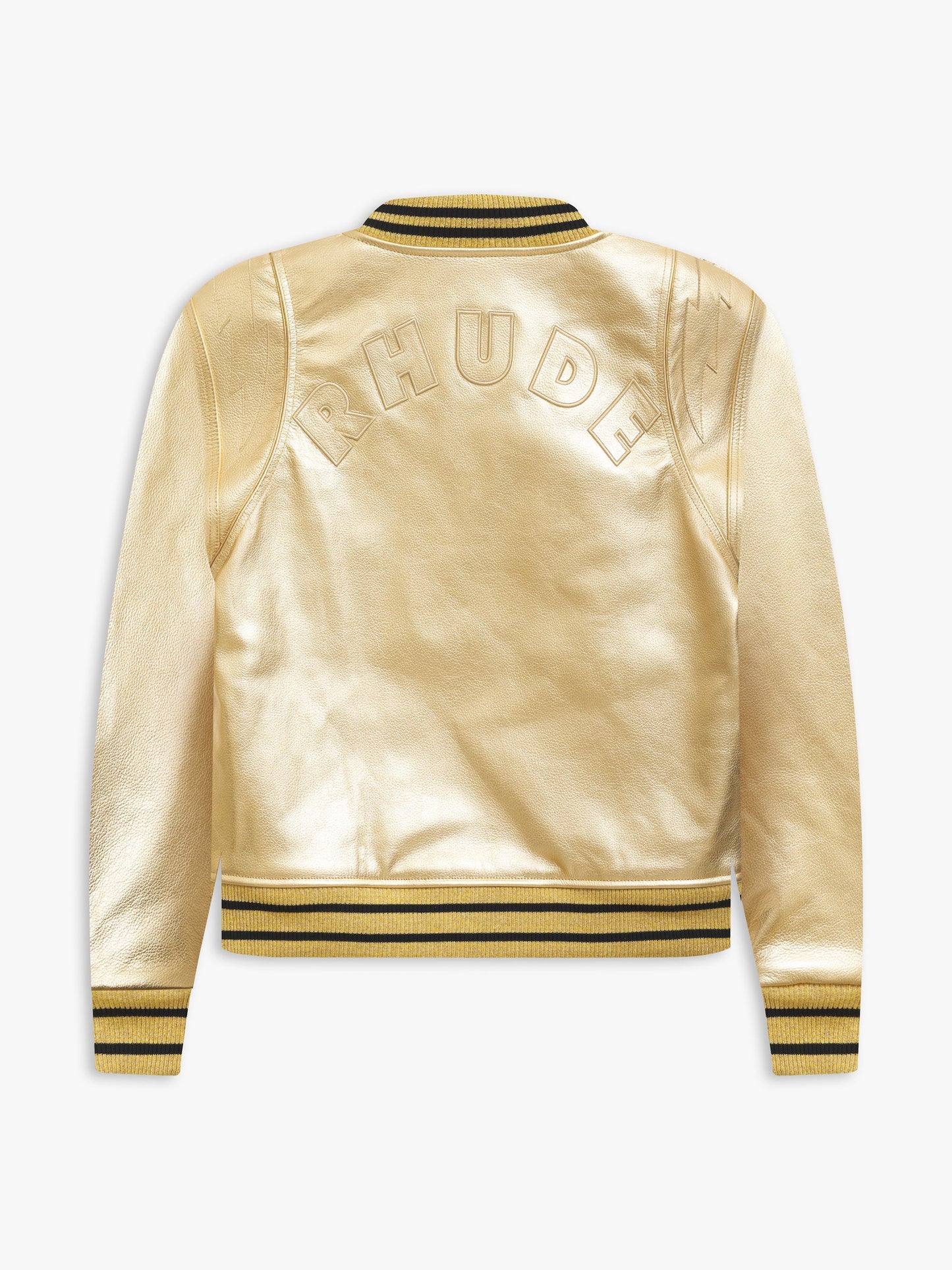 METALLIC LEATHER BOMBER