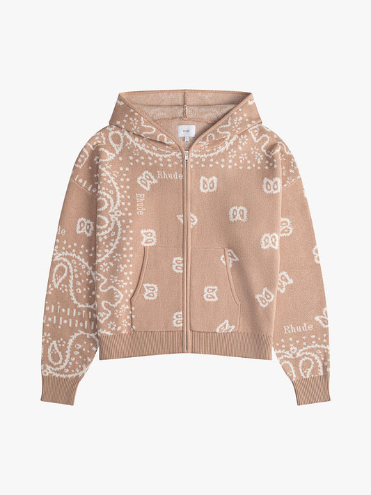 RHUDE BANDANA KNIT ZIP-UP