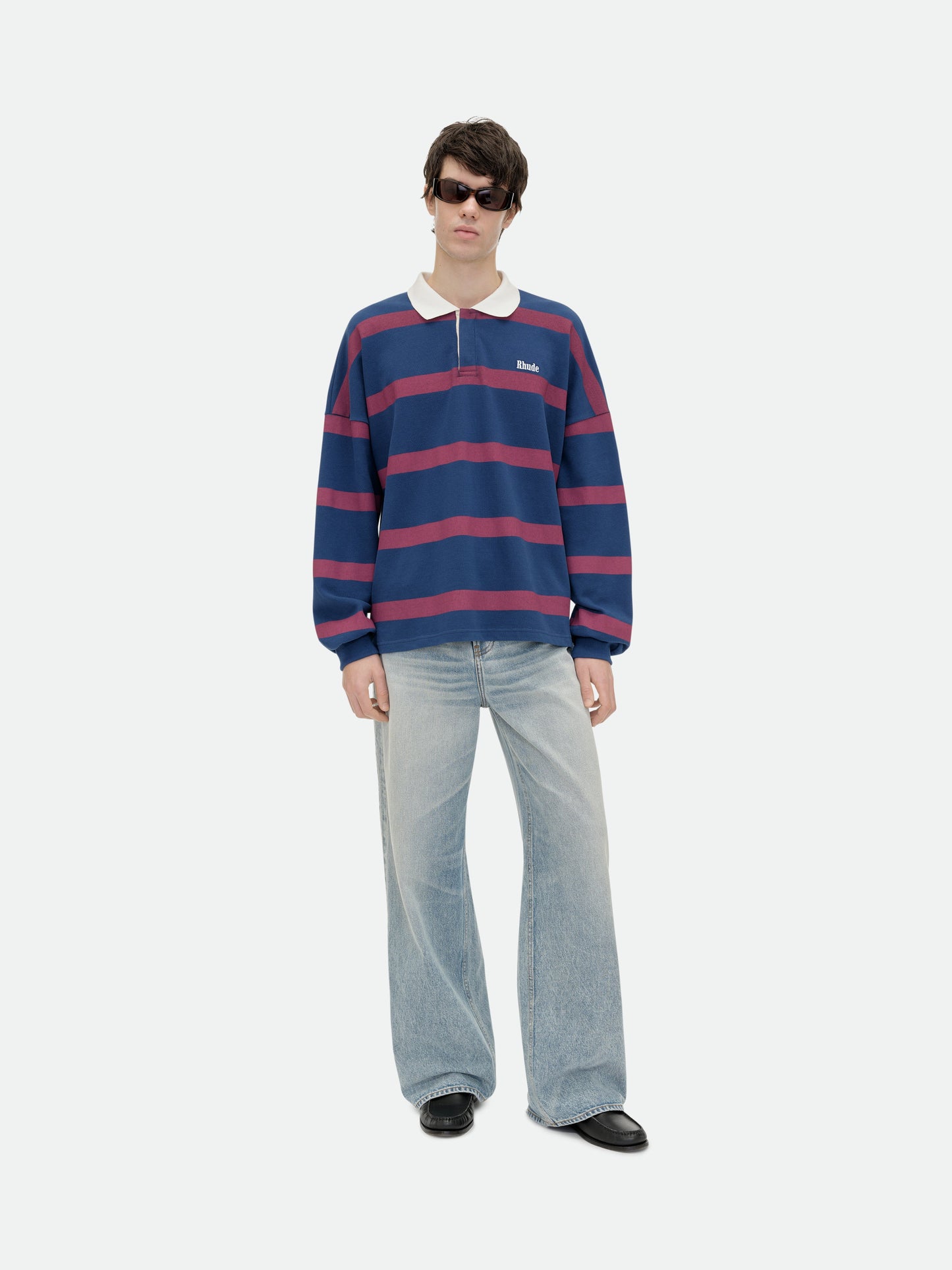 STRIPED LS PIQUE POLO