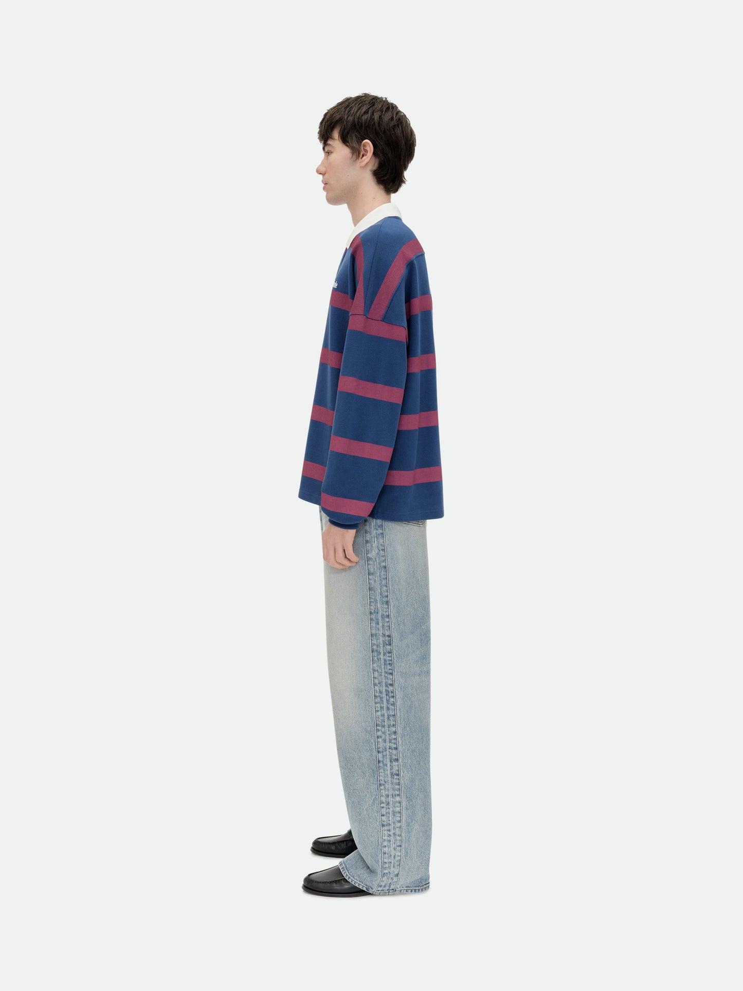 STRIPED LS PIQUE POLO