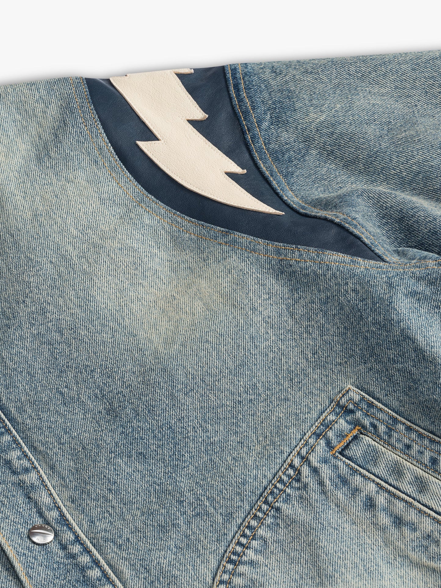 DENIM LIGHTNING VARSITY JACKET