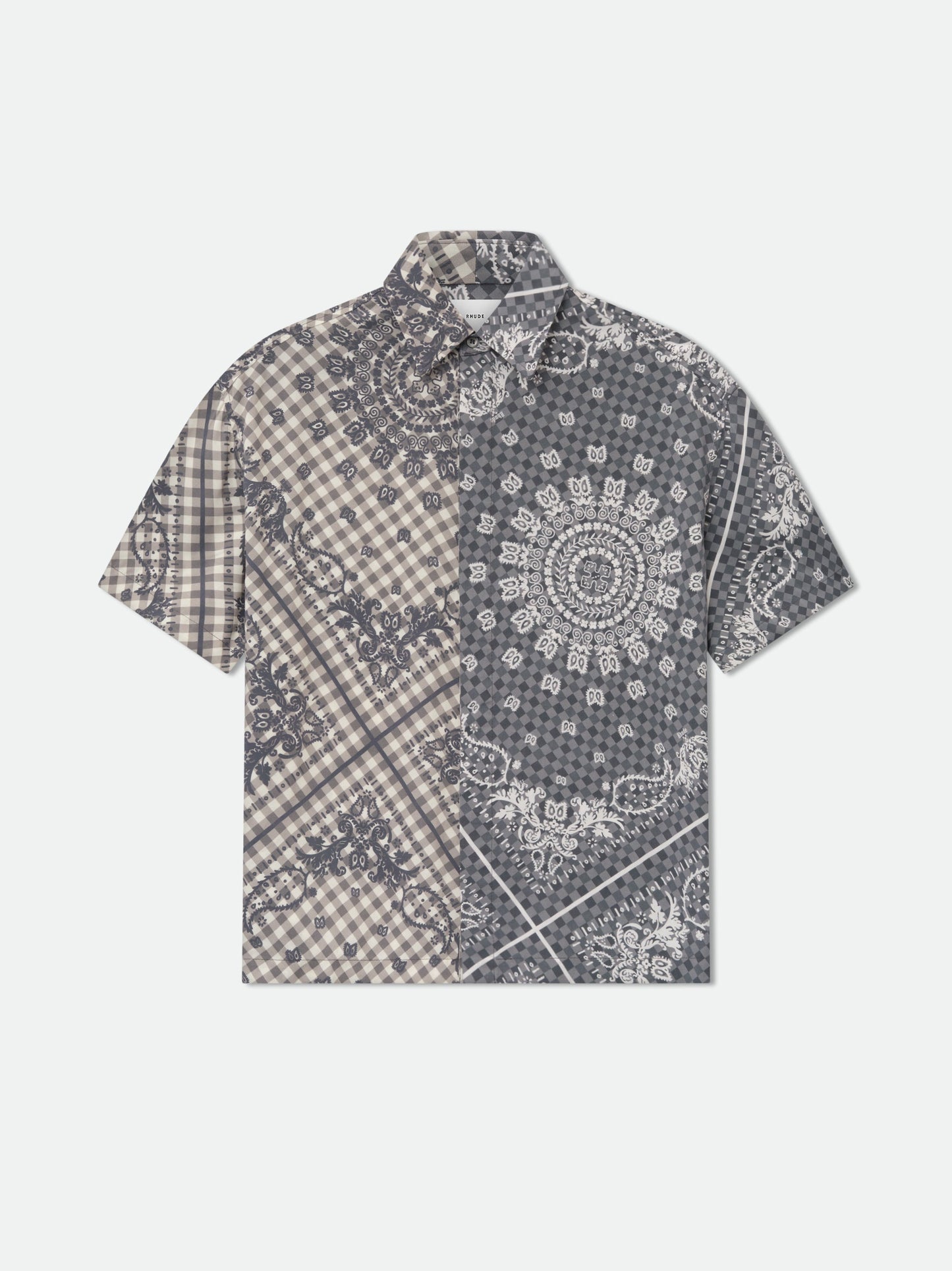 SPLIT GINGHAM BANDANA BUTTON UP SHIRT