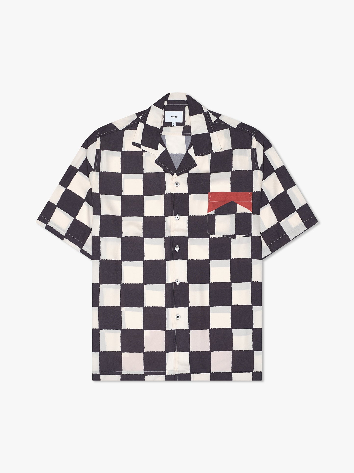 PRINTED BROKEN CHECKER SILK SHIRT