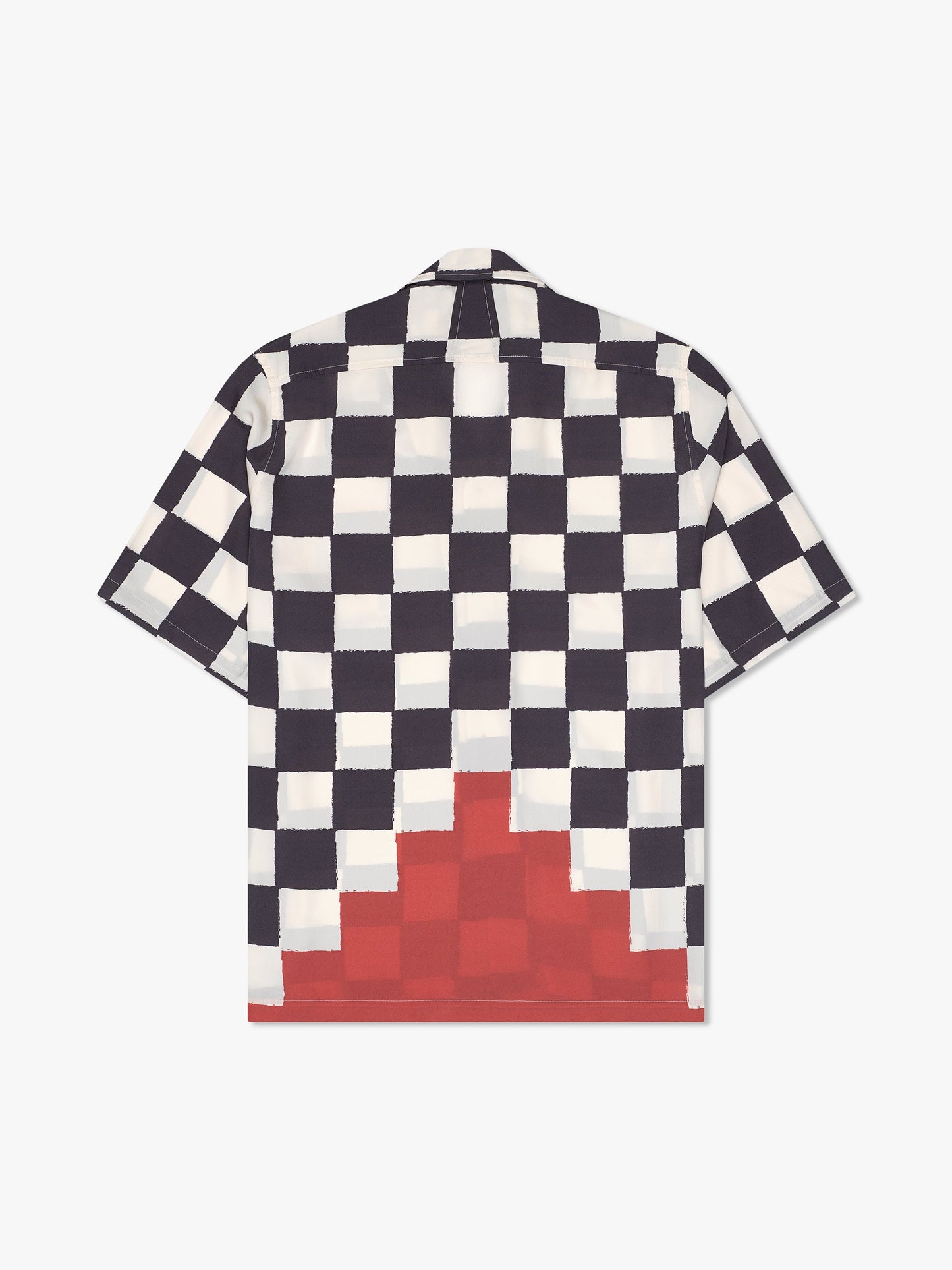 PRINTED BROKEN CHECKER SILK SHIRT