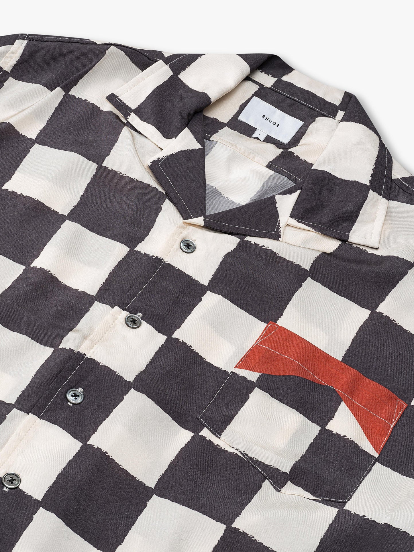 PRINTED BROKEN CHECKER SILK SHIRT